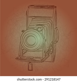 contour of vintage small format photo camera
