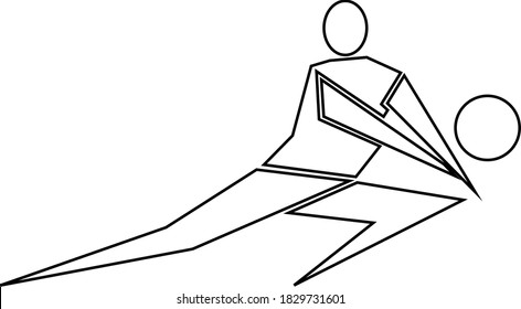 Contour of volleyball player with a ball. Sportsman isolated on white background. Vector illustration.