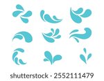 Contour water drop icon. Hand drawn cartoon illustration of aqua. Symbol of splashing liquid in doodle style. Isolated vector sign. Set of three droplets