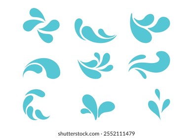 Contour water drop icon. Hand drawn cartoon illustration of aqua. Symbol of splashing liquid in doodle style. Isolated vector sign. Set of three droplets