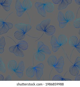  contour watercolor leaves with gradient vector seamless pattern. background for fabrics, prints, packaging and postcards