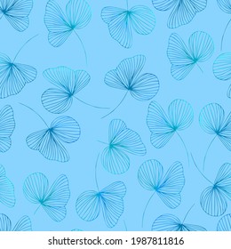  contour watercolor leaves with gradient vector seamless pattern. background for fabrics, prints, packaging and postcards