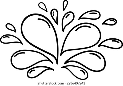 Contour waterdrop icon. Hand drawn. Splash. Blobs. Simple illustration of water. Doodle. Aqua. Outline