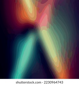 contour waves neon yellow blue red green gradient tone topography vertical right map wall mural blurred abstract backdrop 3