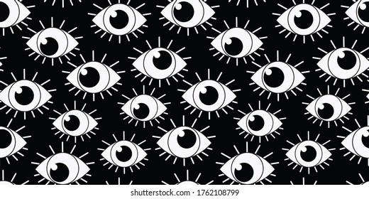 contour white eyes on a black background seamless pattern vector illustration