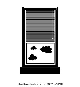 contour window with curtain blind open and clouds