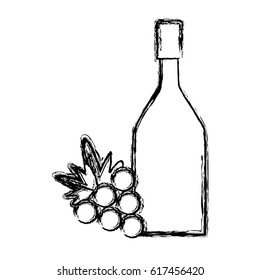 contour wine bottle with grapes