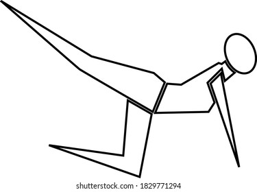 Contour of woman gymnast performing exercises. Sportsman isolated on white background. Vector illustration.