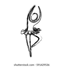 contour woman practicing ballet icon, vector illustraction desing