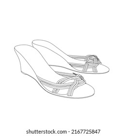 The contour of women's shoes with heels from black lines isolated on a white background. Perspective view. Vector illustration.