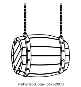 contour wooden barrel icon image design, vector illustration