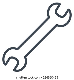 Contour Wrench vector icon. Style is flat symbol, smooth blue color, rounded angles, white background.