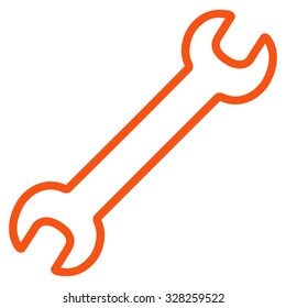 Contour Wrench vector icon. Style is flat symbol, orange color, rounded angles, white background.