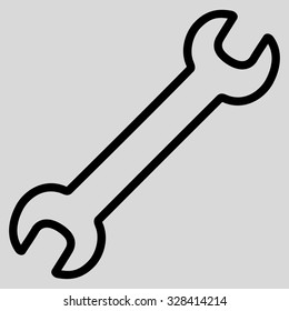 Contour Wrench vector icon. Style is flat symbol, black color, rounded angles, light gray background.