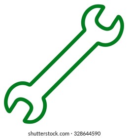 Contour Wrench vector icon. Style is flat symbol, green color, rounded angles, white background.