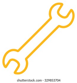 Contour Wrench vector icon. Style is flat symbol, yellow color, rounded angles, white background.