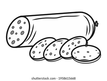 Contour wurst icon. Creative illustration. Black sketch. Idea for decors, logo, patterns, papers, covers, gifts, celebrations and holidays, organic food themes. Isolated vector art.