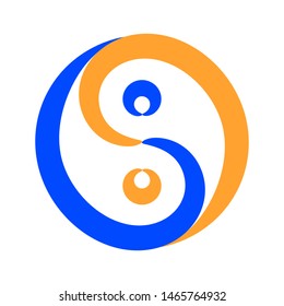 Contour Yin Yang symbol, vector
