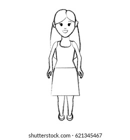 contour young woman with hairstyle and casual dress