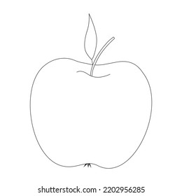 Contoured apple in the doodle style. Simple hand drawn fruits