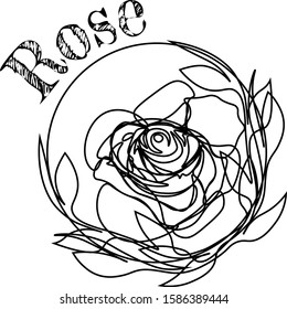 contoured black rose tattoo or print design
