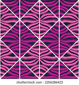 Patrón sin fisuras del mosaico foliage con contorno. Resumen de hojas de palma. Papel de pared sin fin botánico. Fondo decorativo para el diseño de tejidos, impresión textil, envoltura, cubierta. Ilustración del vector