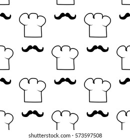 Contoured head mustache chef or cook in a seamless and uniform current neckerchief on white background suitable for tissue or recipe book design, vector