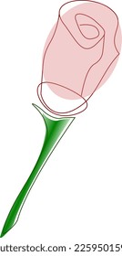 Contoured icon with rose flower drawing in flat style and gradient shapes