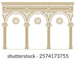 Contouring coloring of classical arch. Classic antique portal with columns in vector graphics