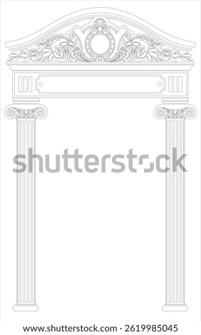 Contouring coloring of classical arch. Classic antique portal with columns in vector graphics