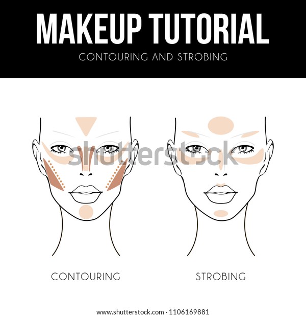 Contouring Guide Tutorial Makeup Template Female Stock Vector Royalty Free 1106169881