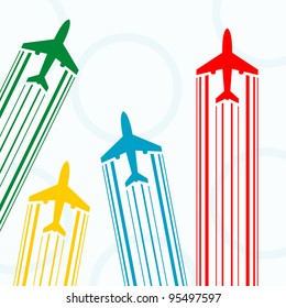 contours of airplanes with lines