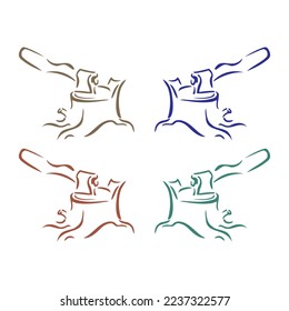 Contours Of The Ax Stuck In A Tree Stump Vector Illustration
