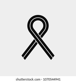 Contours of a black ribbon on a light background. The symbol of the struggle with AIDS. Vector illustration.