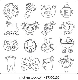 the contours of a children's icon for coloring