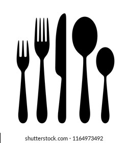 The contours of the cutlery. Spoon, knife, fork. Ready to use vector elements. EPS10.