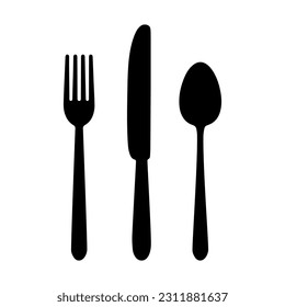 The contours of the cutlery. Spoon, knife, fork. Ready to use vector elements. Vector 10 eps.