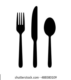 The contours of the cutlery. Spoon, knife, fork. Ready to use vector elements.