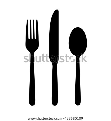 The contours of the cutlery. Spoon, knife, fork. Ready to use vector elements.