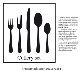 The contours of the cutlery. Spoon, knife, forks. Ready to use vector elements.