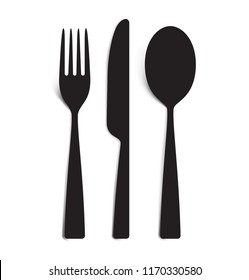 The contours of the cutlery. Spoon, knife, forks. Ready to use vector elements. EPS10.