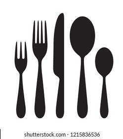 The contours of the cutlery. Spoons, knife, forks. Ready to use vector elements.