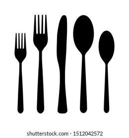 The contours of the cutlery. Spoons, knife, forks. Ready to use vector elements.