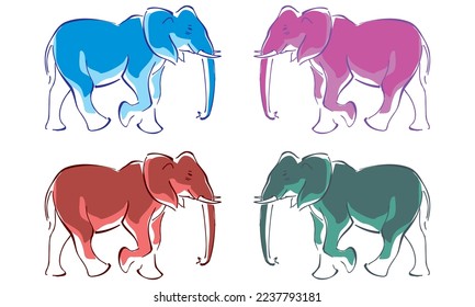 Contornos De La Ilustración Del Vector Elefante
