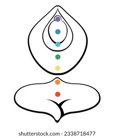 Contours of a man in yoga poses with chakra colors on a white background. Trendy idea design for poster, banner. Vector