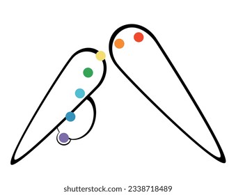 Contours of a man in yoga poses with chakra colors on a white background. Trendy idea design for poster, banner. Vector