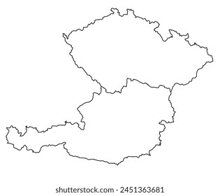 Contours of the map of Austria, Czech Republic