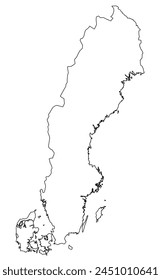 Contornos del mapa de Dinamarca, Suecia