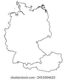 Contours of the map of Germany, Austria
