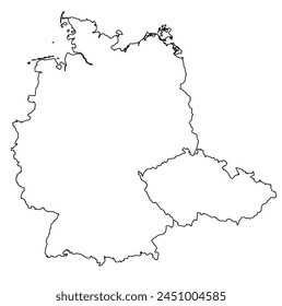 Contours of the map of Germany, Czech Republic